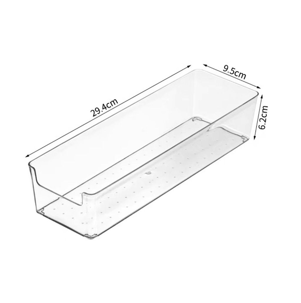 BANDEJA DE ACRILICO RECTANGULAR MEDIANA 30X9X6CM A44*144