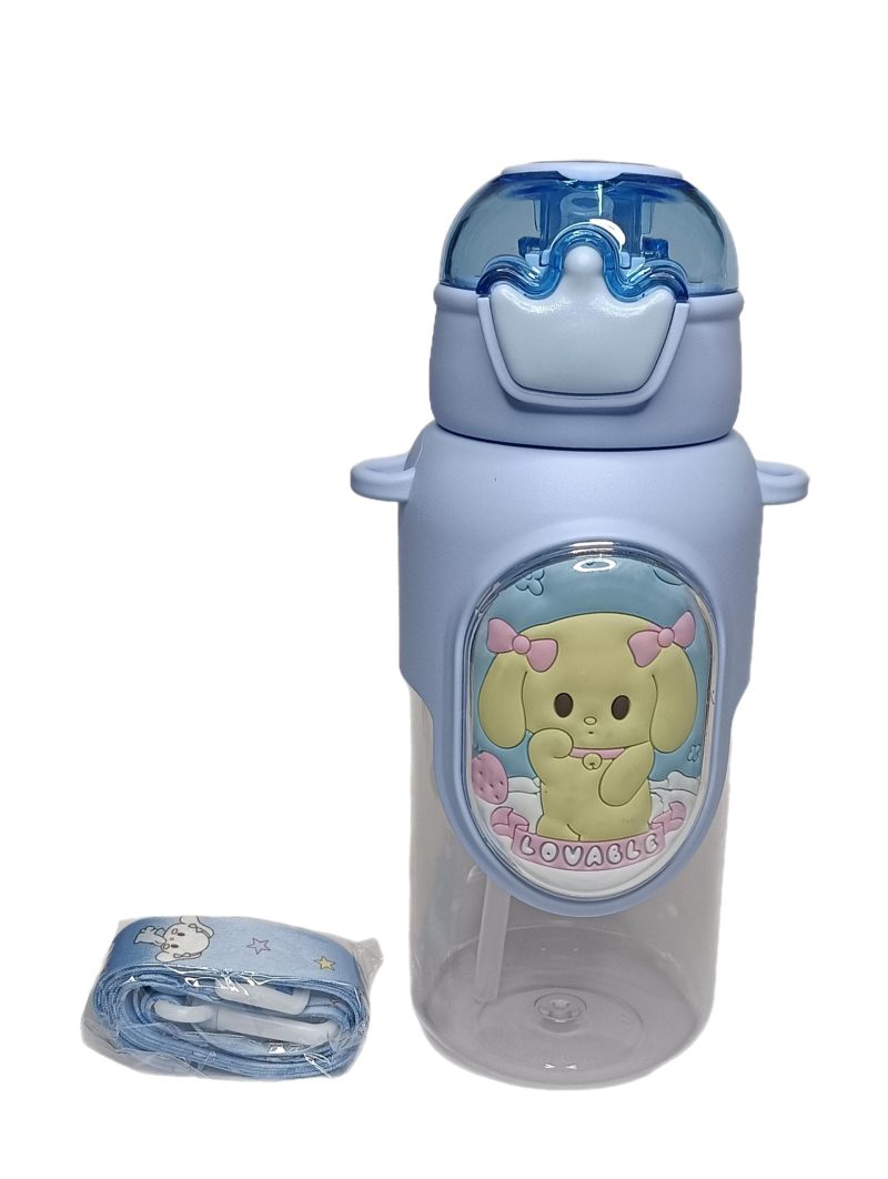 BOTELLA DE AGUA INFANTIL, VARIOS MODELITOS Y COLORES CON TIRA PARA COLGAR BOT-001