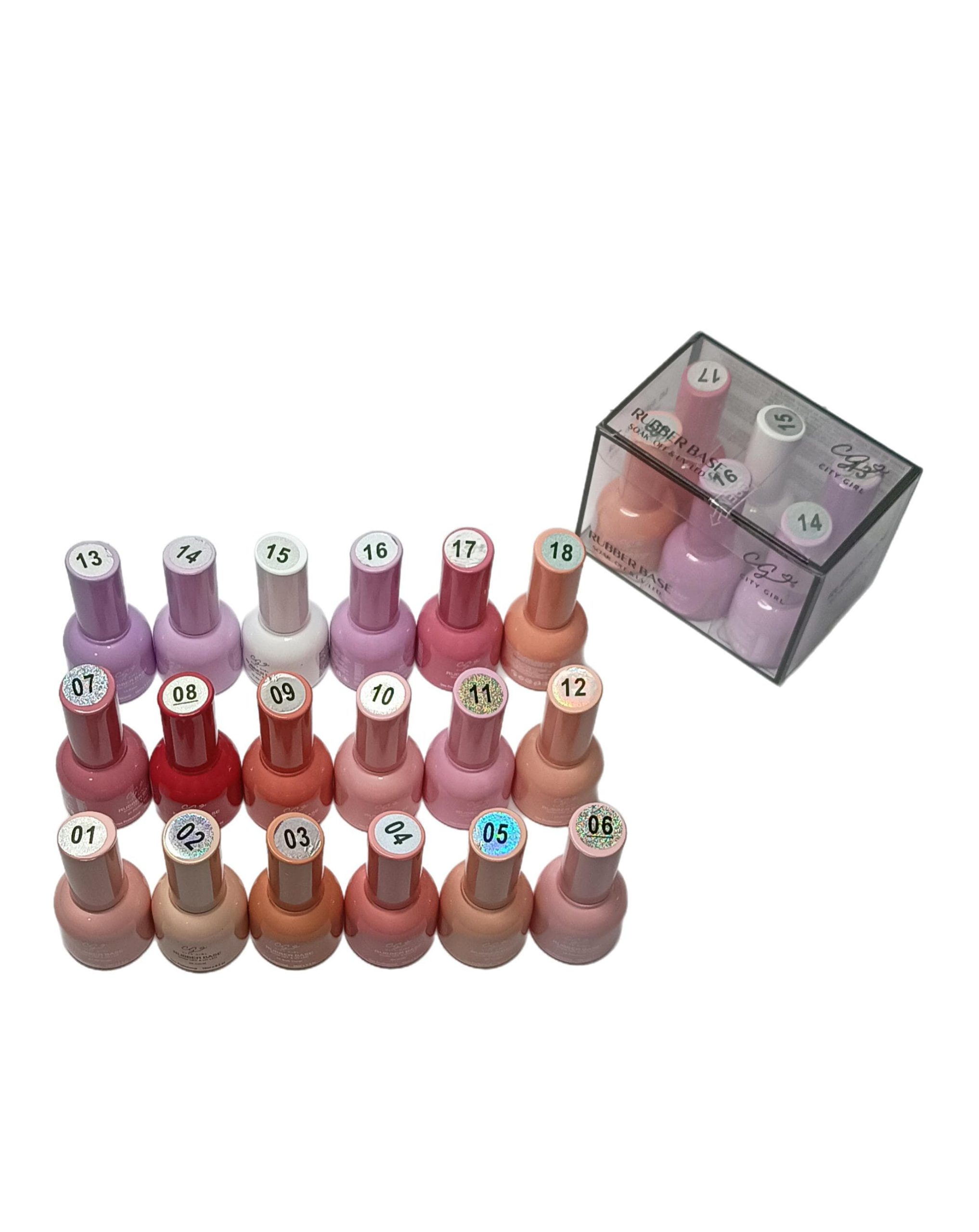 BASE RUBBER, 3 SERIES X6 COLORES (PRECIO POR UNIDAD) CITY GIRL CG-RUB-4001