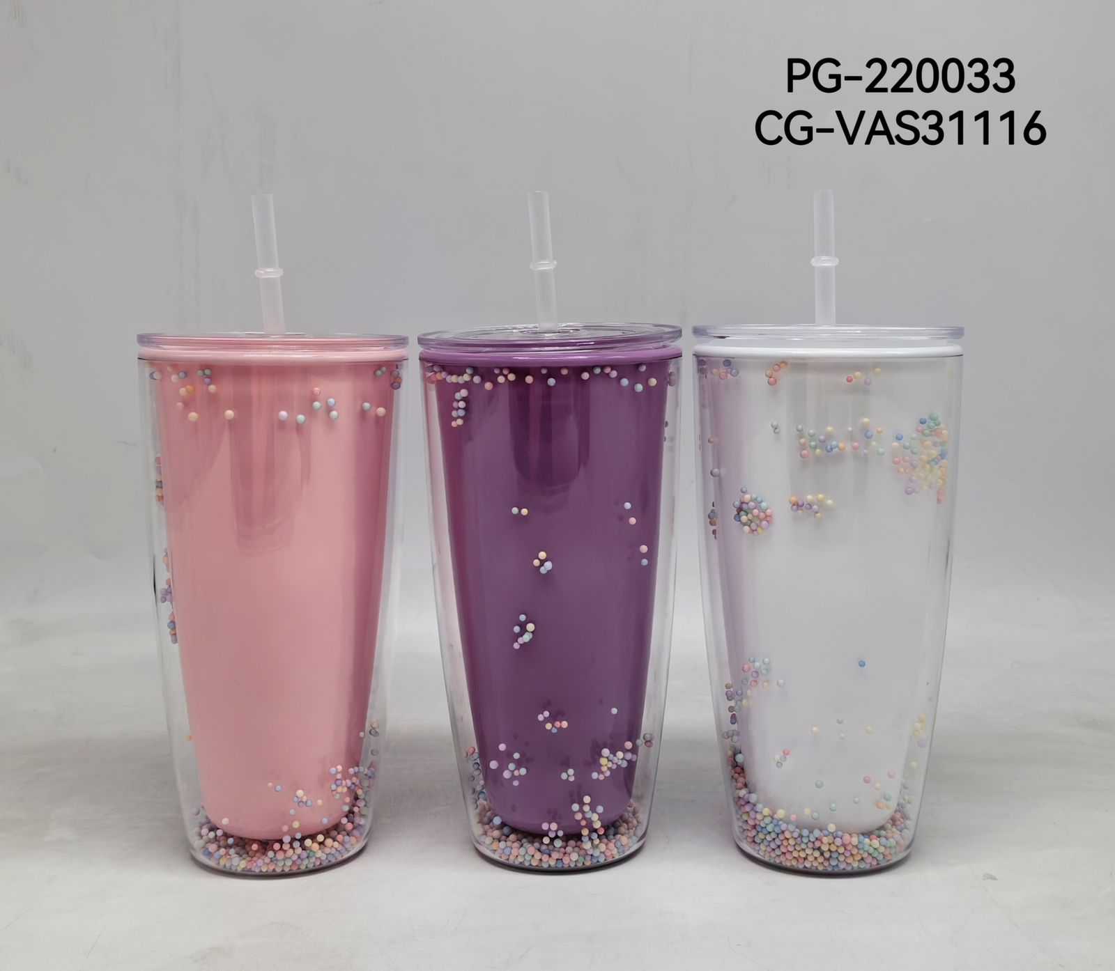 VASO DE PLASTICO CON SORBETE, 3 COLORES CITY GIRL PG-220033*60