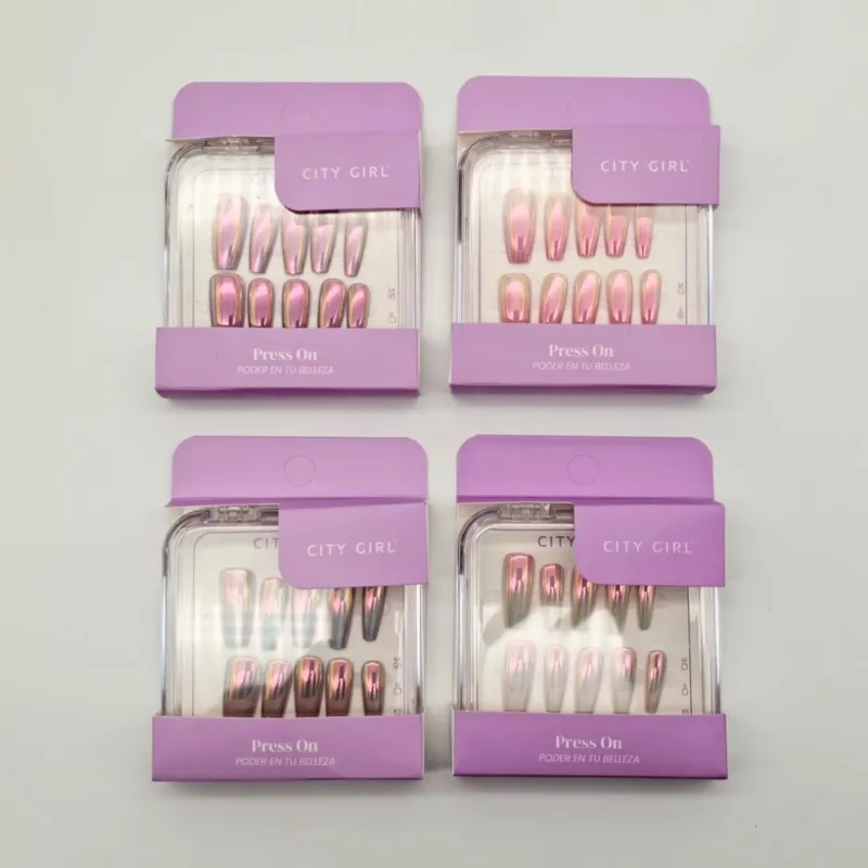 PRESS ON UÑAS POSTIZAS COFFIN LARGAS ESPEJADAS + OJO DE GATO, VARIOS COLORES CITY GIRL CG-PSO-901029*720