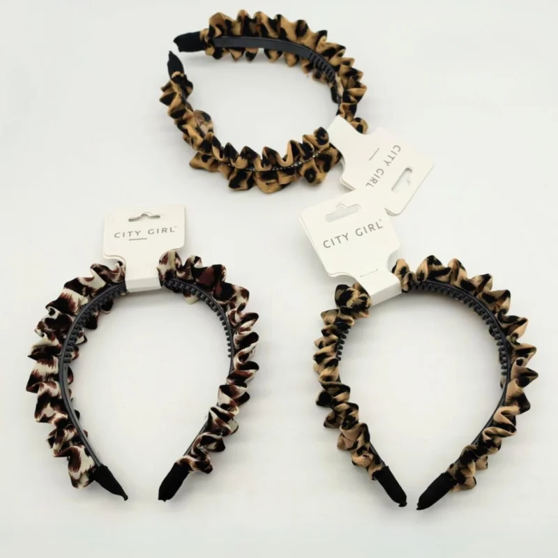 VINCHA CON FRUNCE Y STRASS ANIMAL PRINT B-3605-9*720