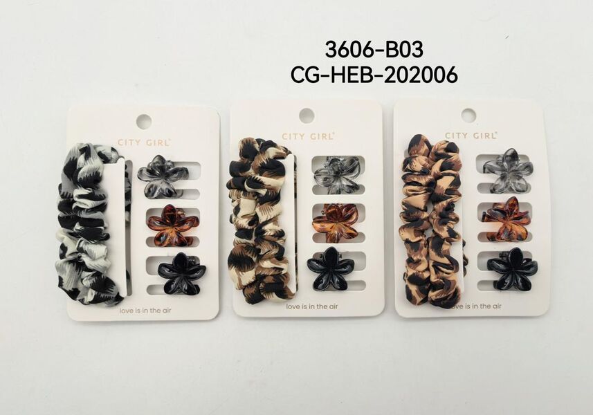 KIT DE COLITAS ANIMAL PRINT + 3 BROCHECITOS DE FLORCITAS 3606-B03*720