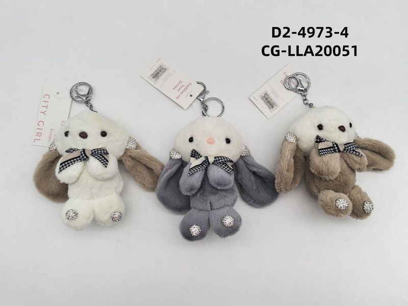 LLAVERO CONEJO DE PELUCHE BICOLOR CON MOÑO CITY GIRL D2-4973-4*360