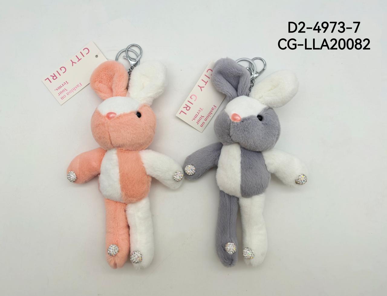 LLAVERO CONEJO DE PELUCHE BICOLOR, 2 COLORES CITY GIRL D2-4973-7*360
