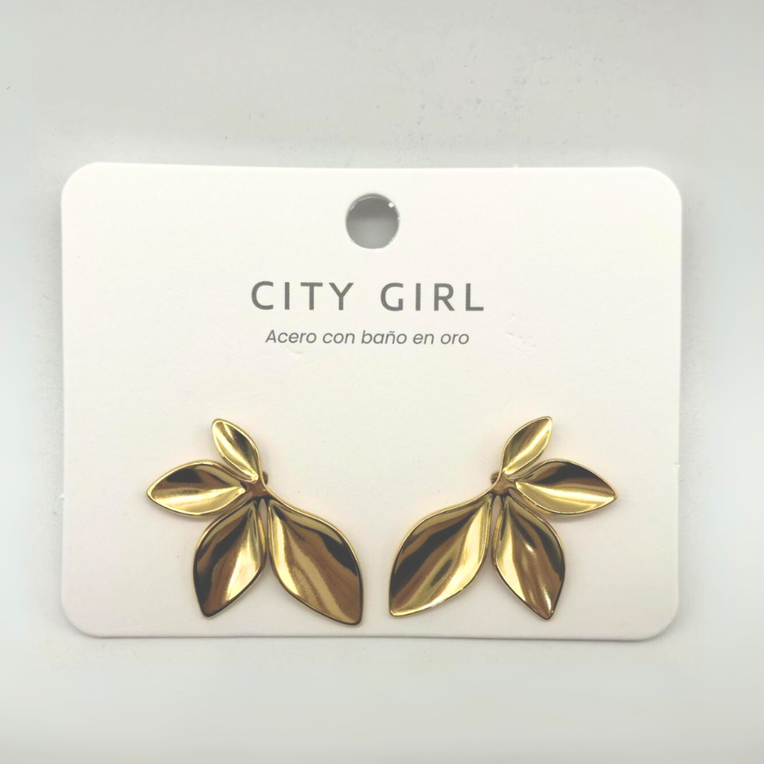 AROS ACERO CON BAÑO EN ORO CITY GIRL (PAQUETE X 12 UNID.) 4460-2504