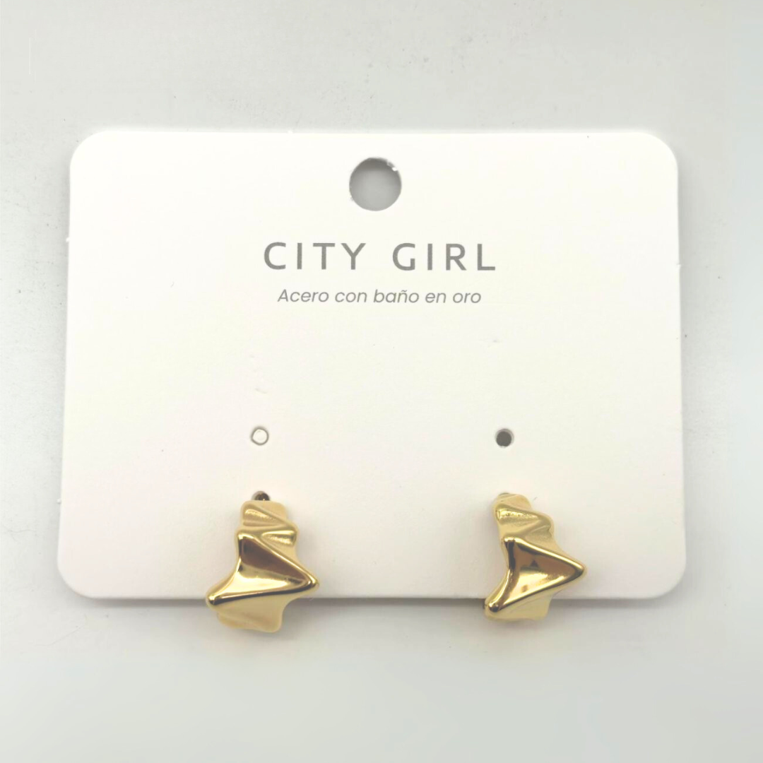 AROS ACERO CON BAÑO EN ORO CITY GIRL (PAQUETE X 12 UNID.) 4460-2505