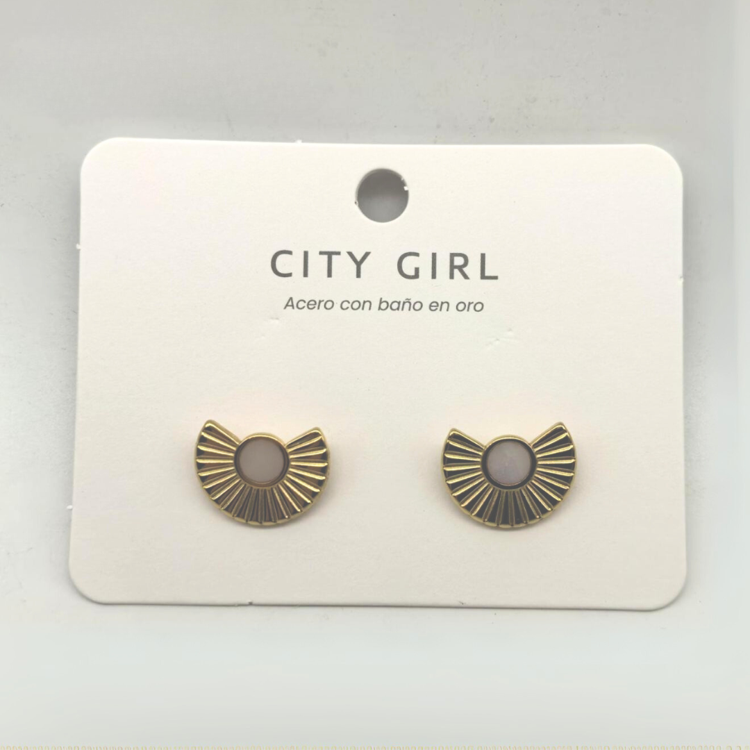 AROS ACERO CON BAÑO EN ORO CITY GIRL (PAQUETE X 12 UNID.) 4460-2506