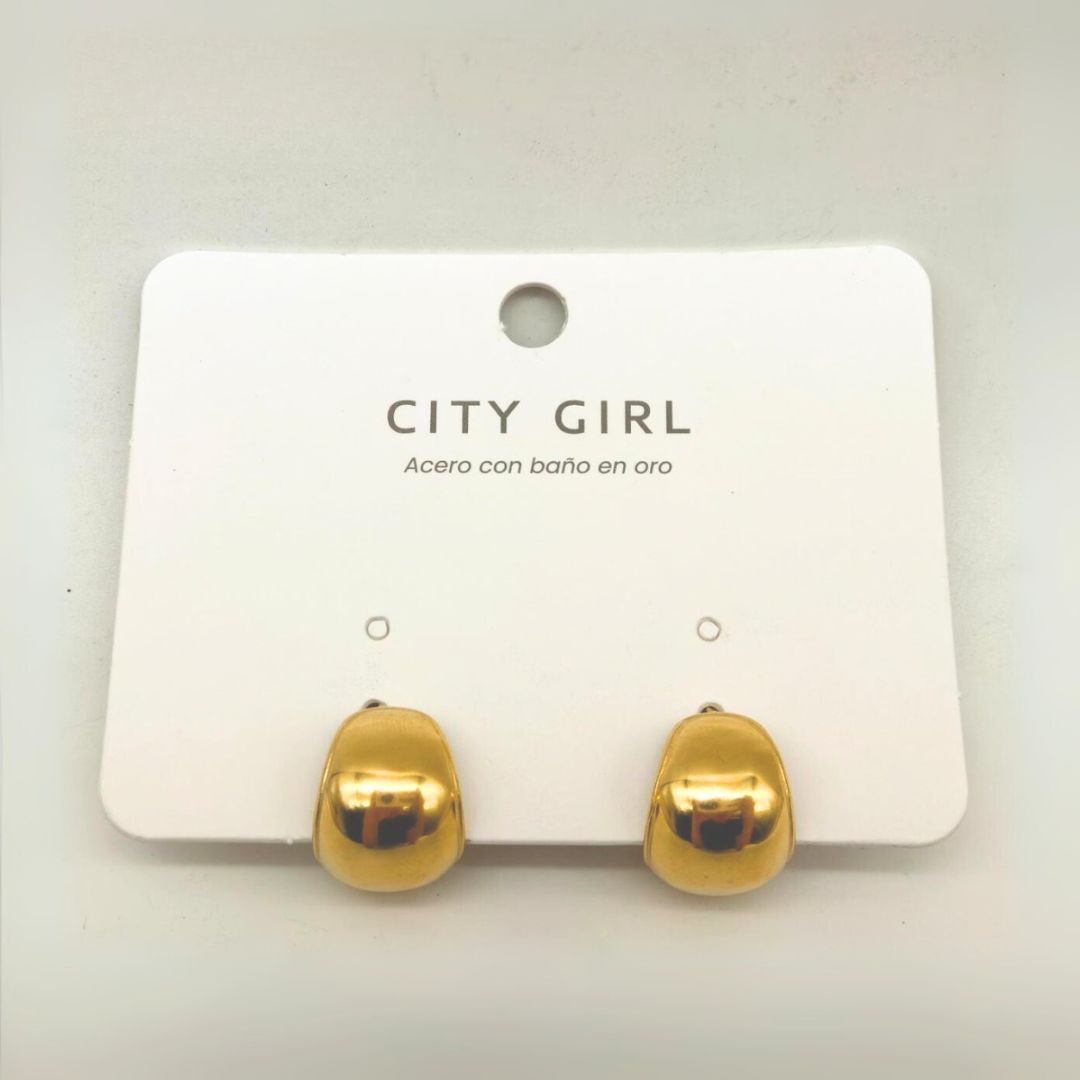 AROS ACERO CON BAÑO EN ORO CITY GIRL (PAQUETE X 12 UNID.) 4460-2508