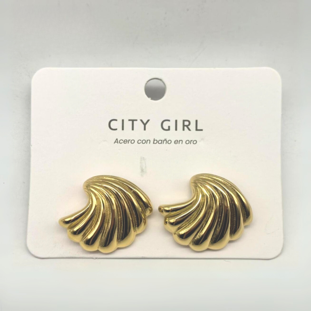 AROS ACERO CON BAÑO EN ORO CITY GIRL (PAQUETE X 12 UNID.) 4460-2509