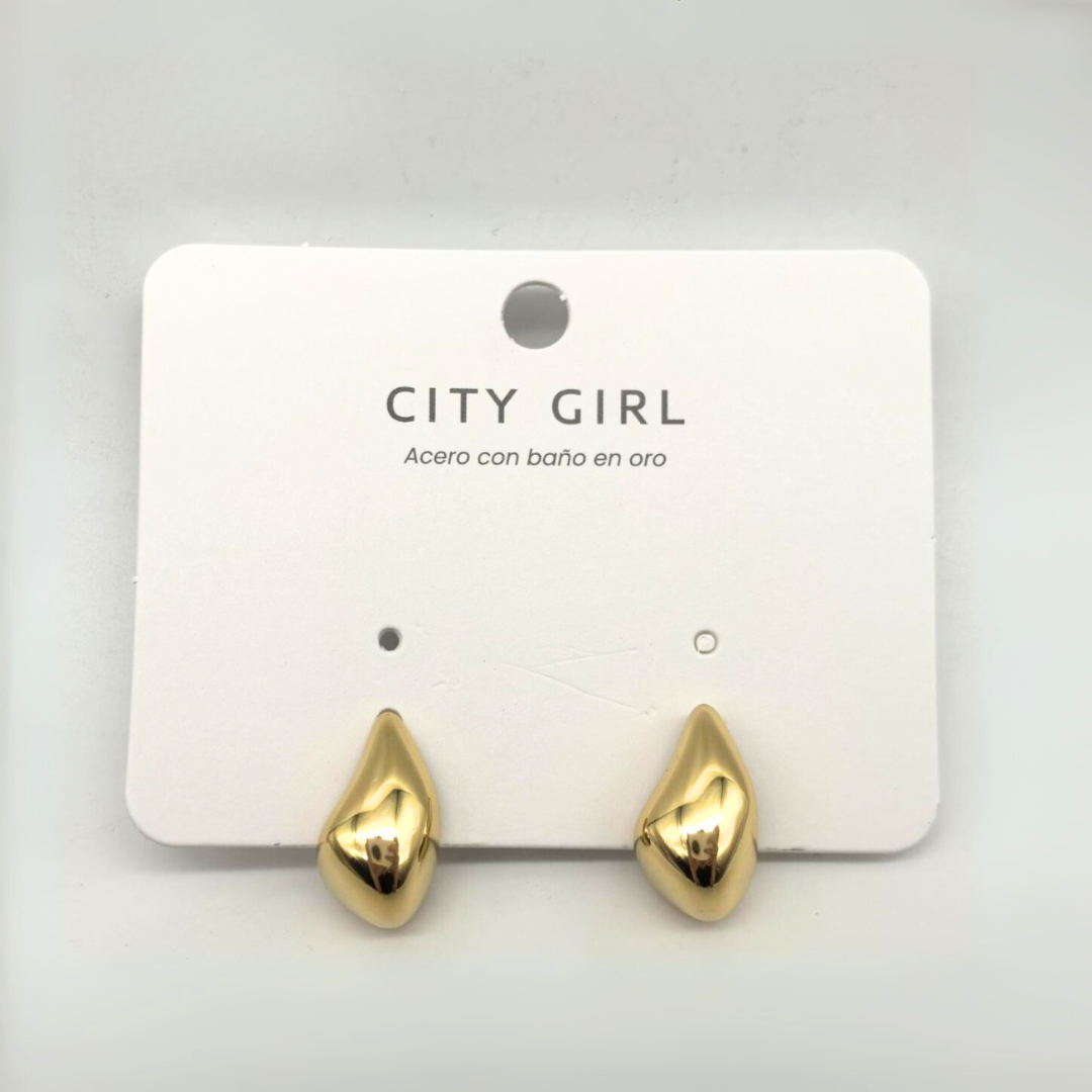 AROS ACERO CON BAÑO EN ORO CITY GIRL (PAQUETE X 12 UNID.) 4460-2510