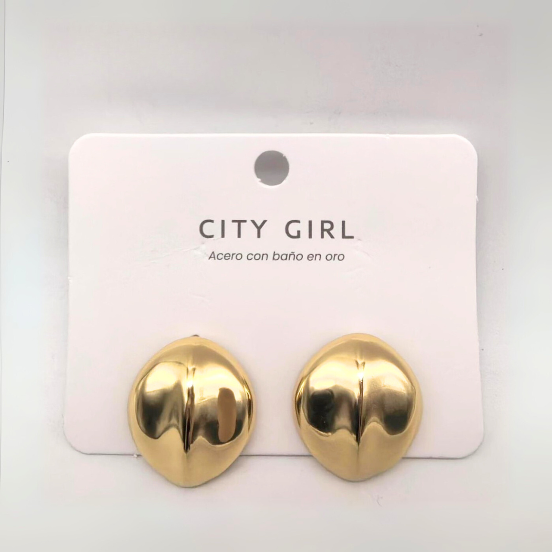AROS ACERO CON BAÑO EN ORO CITY GIRL (PAQUETE X 12 UNID.) 4460-2511