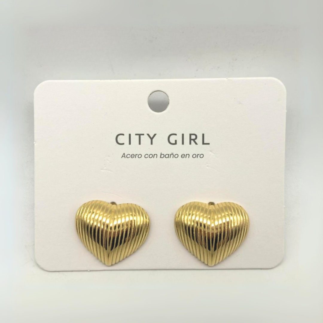 AROS ACERO CON BAÑO EN ORO CITY GIRL (PAQUETE X 12 UNID.) 4460-2512