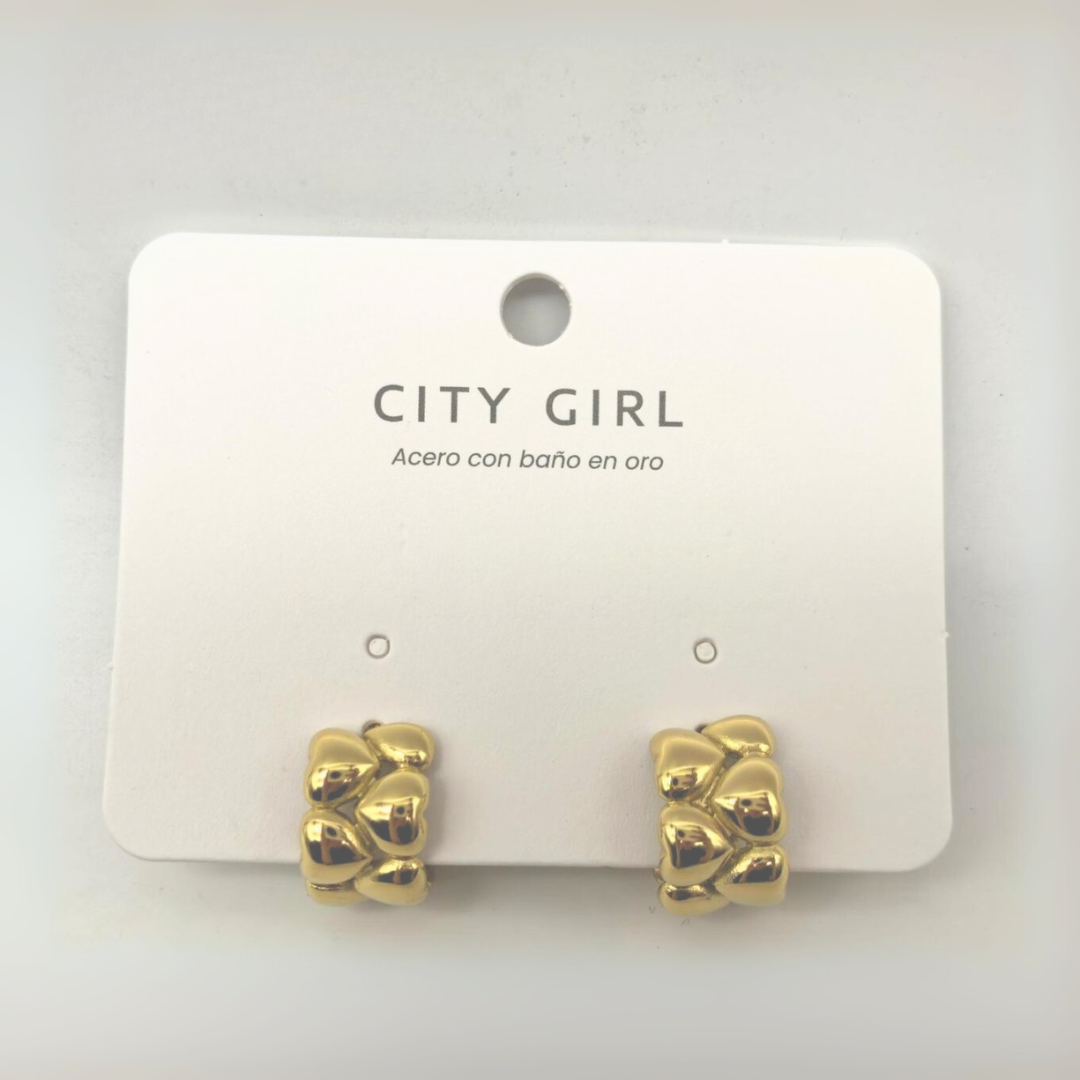 AROS ACERO CON BAÑO EN ORO CITY GIRL (PAQUETE X 12 UNID.) 4460-2515