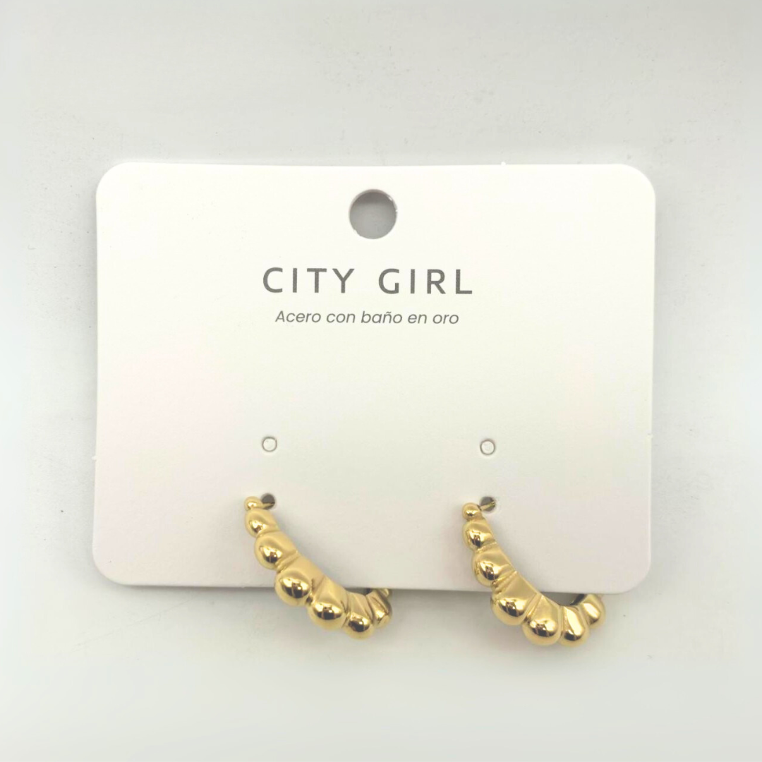 AROS ACERO CON BAÑO EN ORO CITY GIRL (PAQUETE X 12 UNID.) 4460-2516