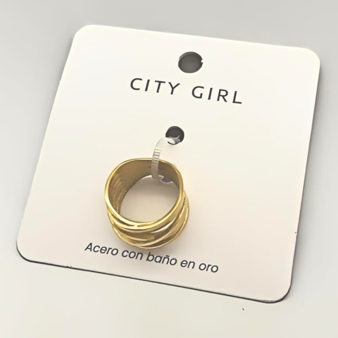 ANILLO DE ACERO BAÑADO EN ORO (PAQUETE X 12 UNID.) 4460-2519