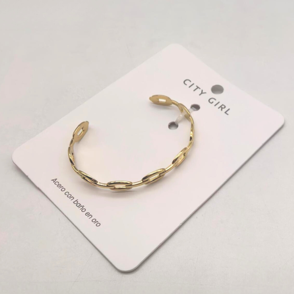 PULSERA DE ACERO EN BAÑO DE ORO CITY GIRL (PAQUETE X 12 UNID.) C-38