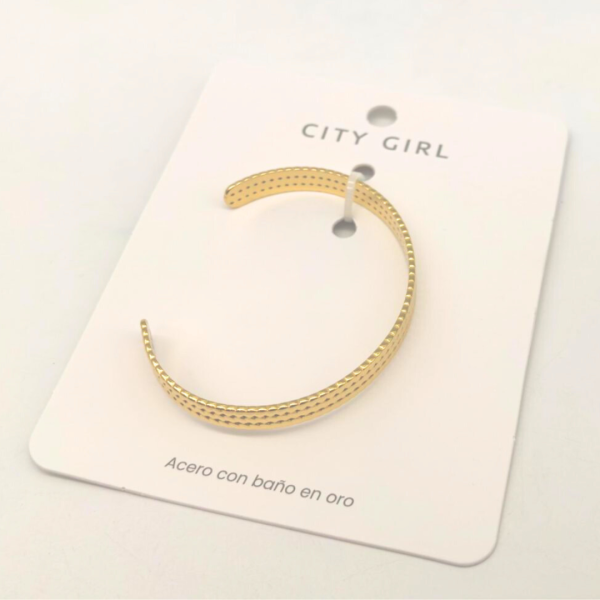 PULSERA DE ACERO EN BAÑO DE ORO CITY GIRL (PAQUETE X 12 UNID.) C-43