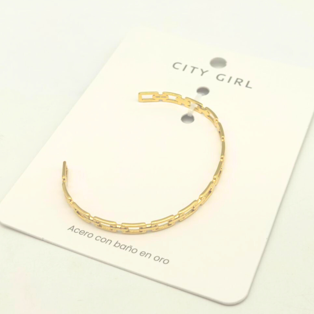 PULSERA DE ACERO EN BAÑO DE ORO CITY GIRL (PAQUETE X 12 UNID.) C-45