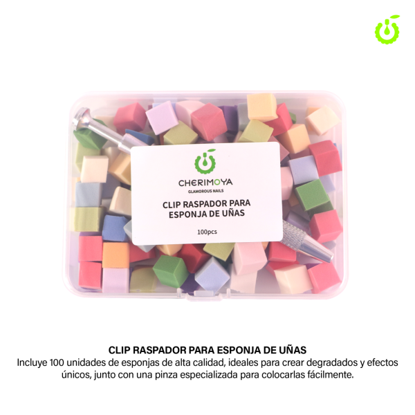 KIT DE PINZA + ESPONJITAS PARA UÑAS X100 PCS CHERIMOYA BH018049