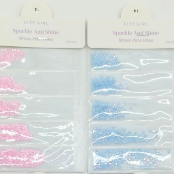 DECORACIÓN DE UÑAS STRASS DE COLORES PASTELES TORNASOLADOS CITY GIRL GO-25073*600