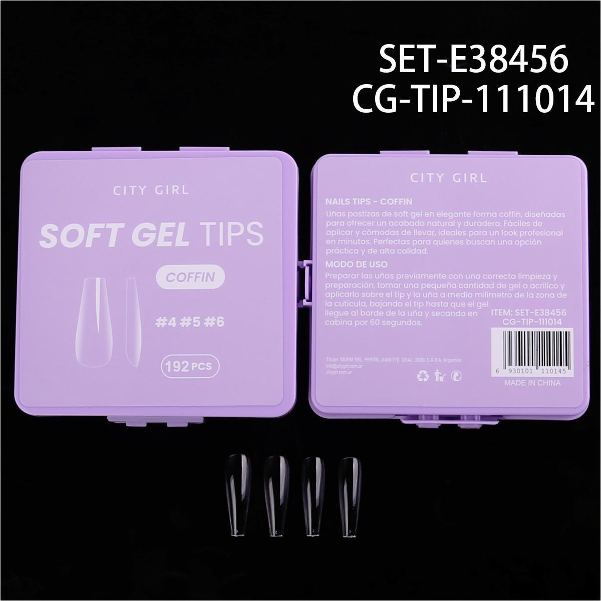 TIPS SOFT GEL COFFIN "REPUESTOS" #4, #5 y #6 192PCS CITY GIRL SET-E38456*400