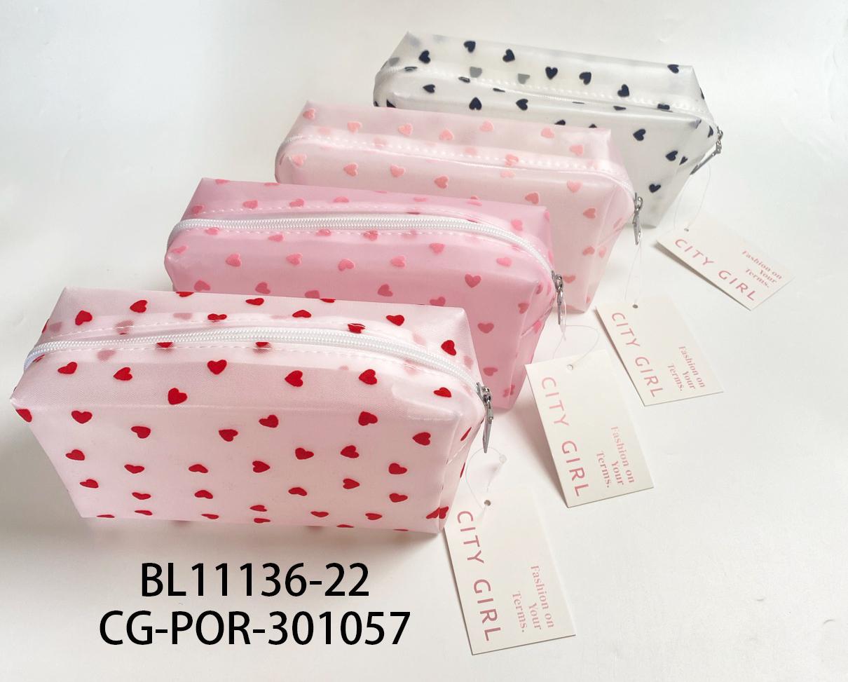 PORTA COSMÉTICOS "CORAZONES PEQUEÑOS", 4 COLORES CITY GIRL BL11136-22*200