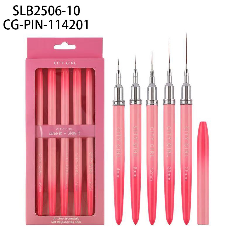 SET DE PINCELES LINER 4mm, 8mm, 12mm, 20mm, 25mm City Girl SLB2506-10