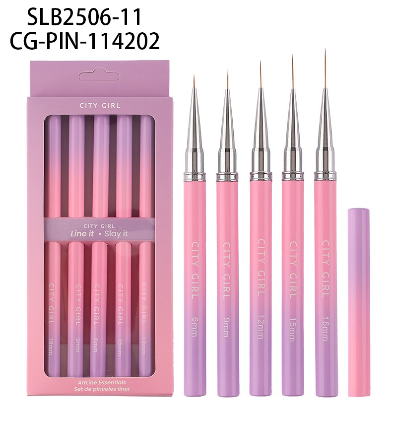 SET DE PINCELES LINER (6mm, 9mm, 12mm, 15mm, 18mm) CITY GIRL SLB2506-11