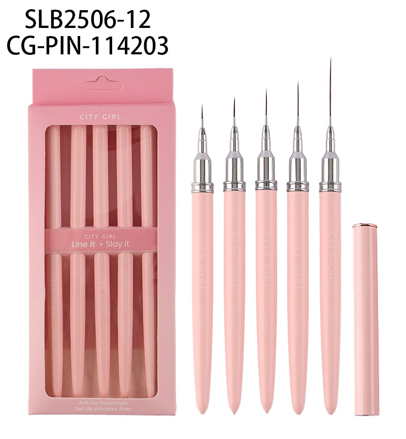 SET DE PINCELES LINER (7mm, 9mm, 11mm, 15mm, 25mm) CITY GIRL SLB2506-12