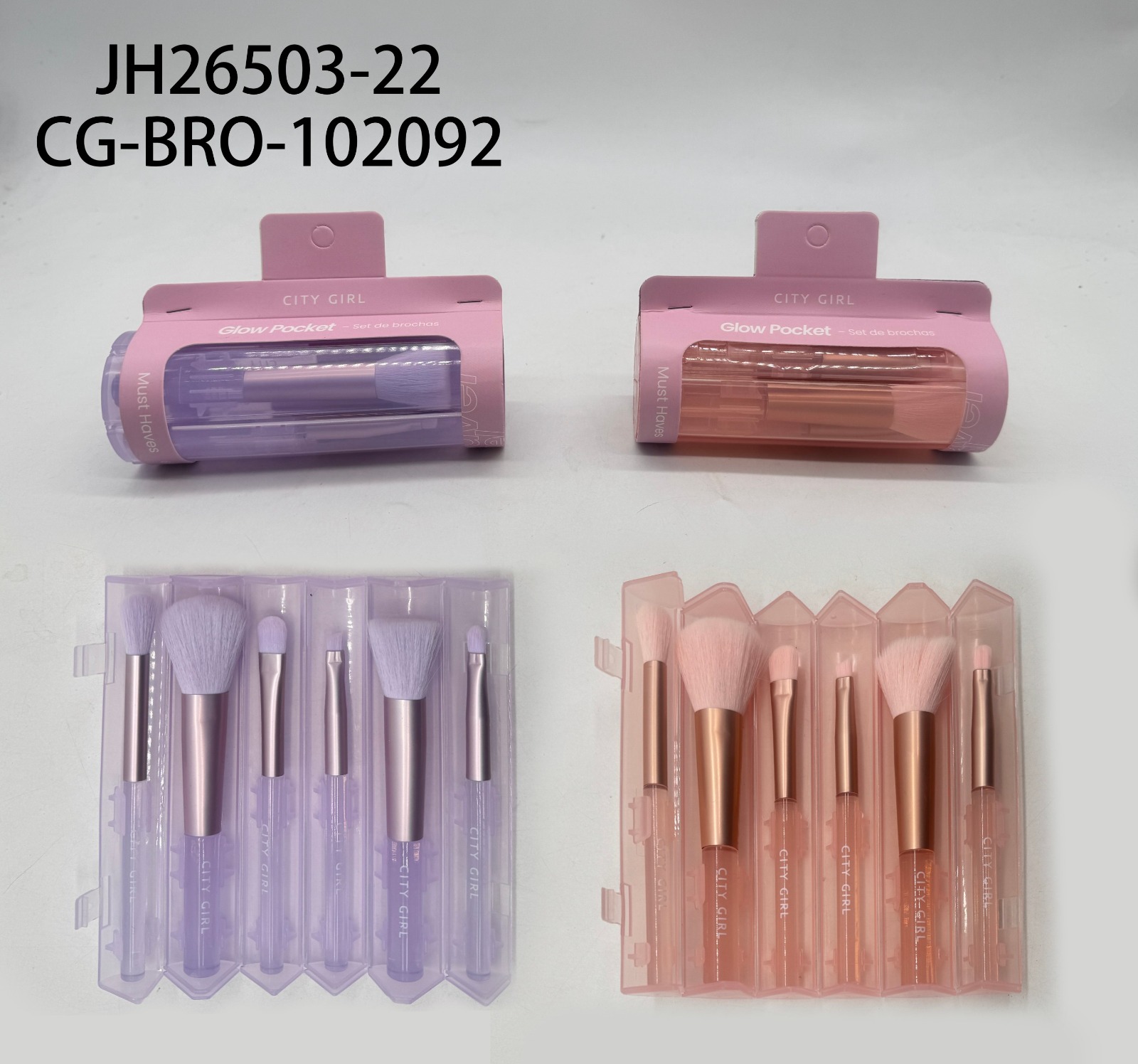 SET DE BROCHAS PARA VIAJE X6 PCS CITY GIRL, 2 COLORES CITY GIRL JH26503-22*240