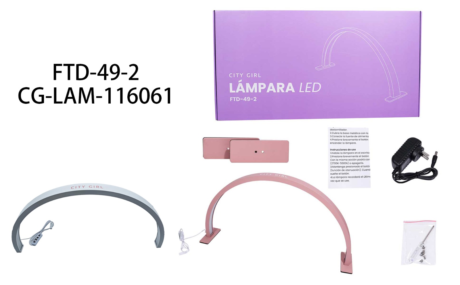 LAMPARA DE MESA MEDIA LUNA 30W CITY GIRL FTD-49-2*10