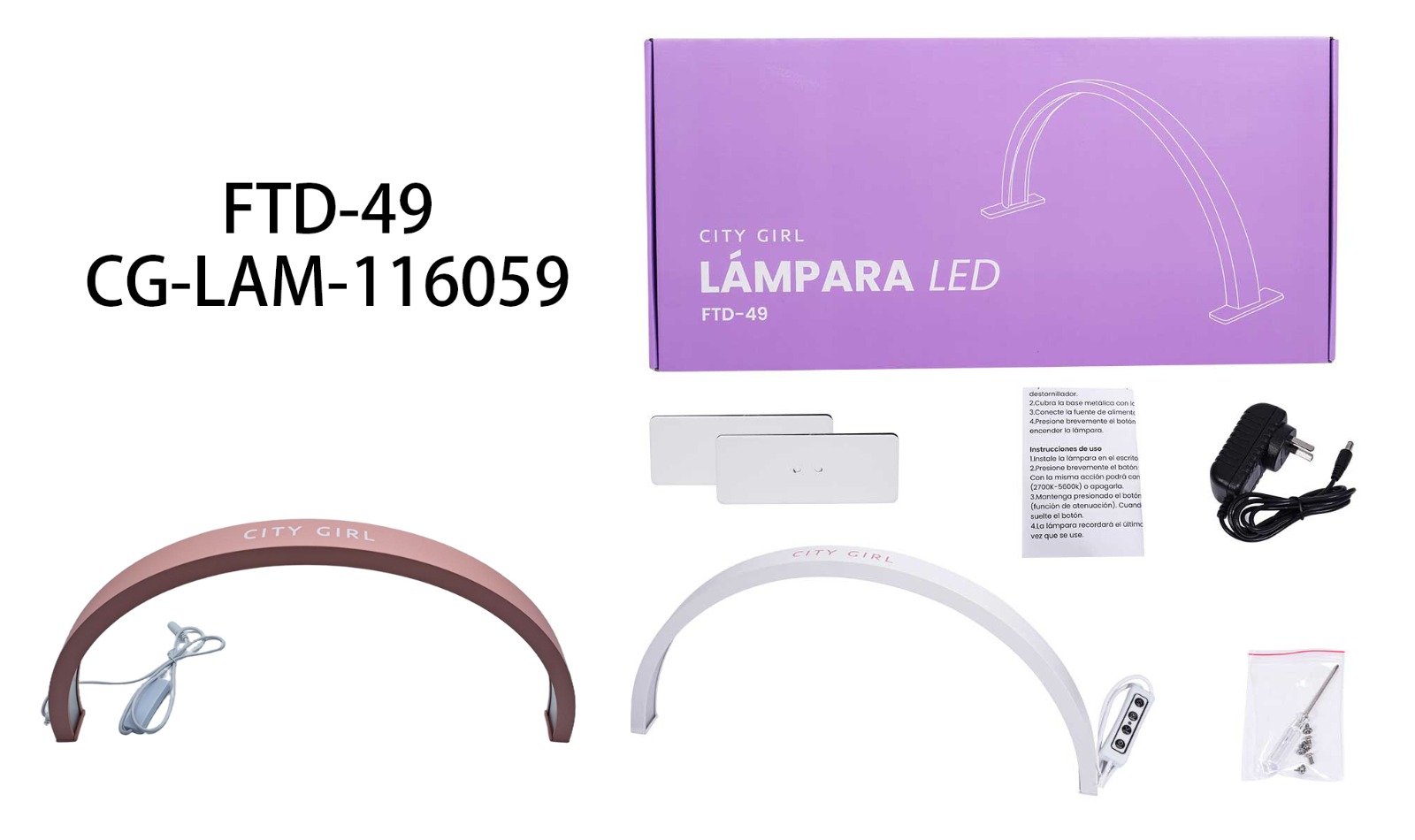 LAMPARA DE MESA MEDIA LUNA 25W CITY GIRL FTD-49*10