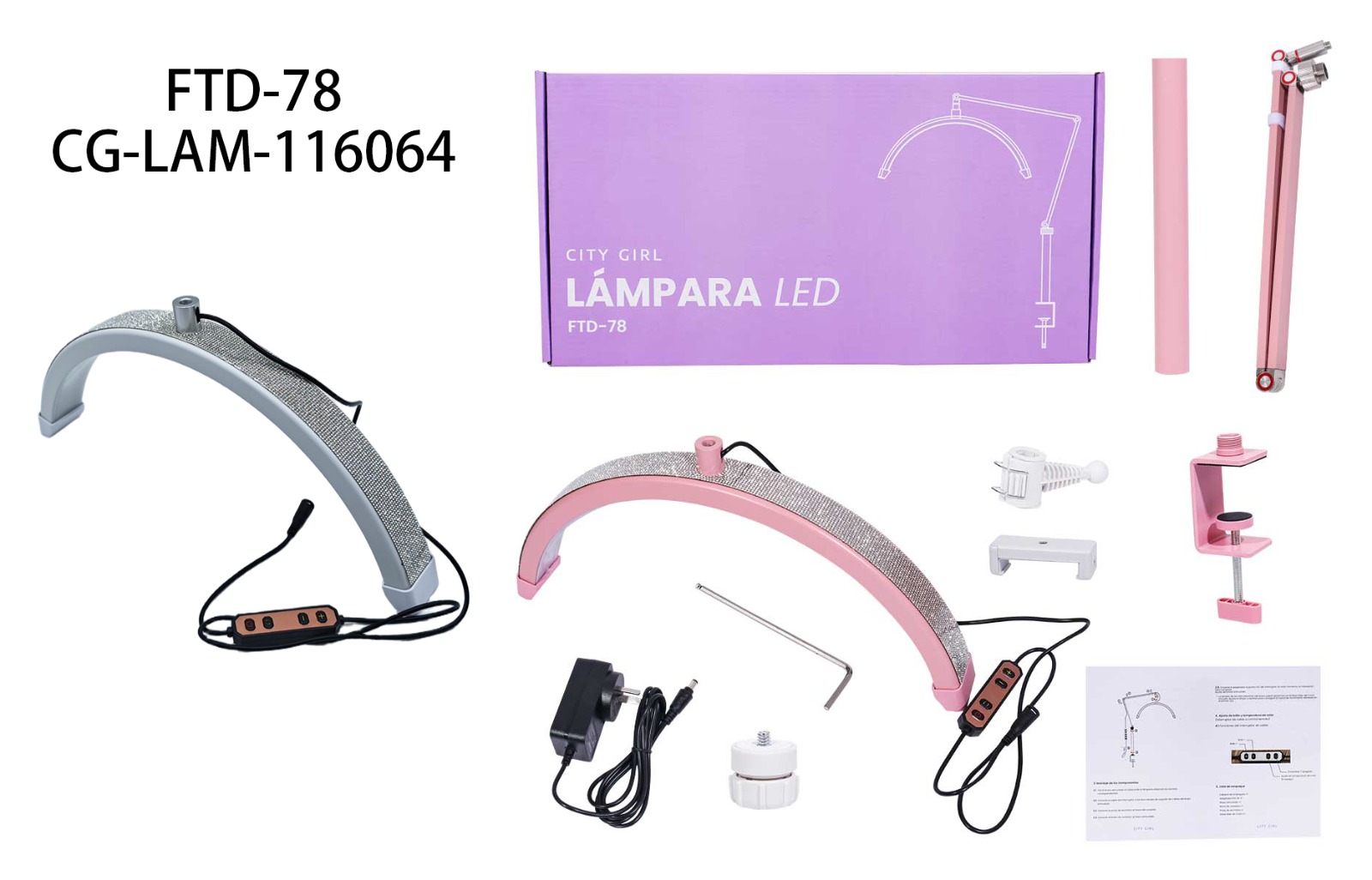 LAMPARA MEDIA LUNA CON SOPORTE 20W CITY GIRL FTD-78*10
