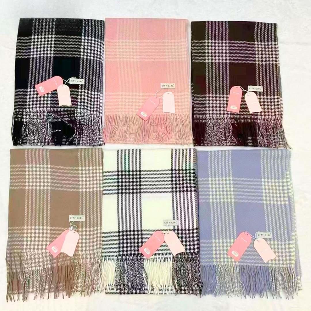 BUFANDAS A CUADROS, 6 COLORES CITY GIRL M-25113*100