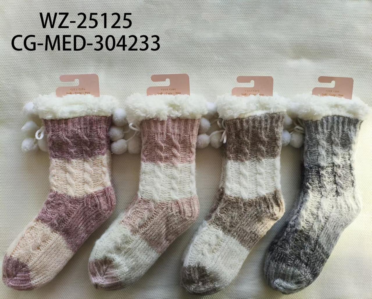PANTUMEDIAS RAYAS BICOLOR DE CORDERITO, PAQUETE X12 PARES CITY GIRL WZ-25125*180
