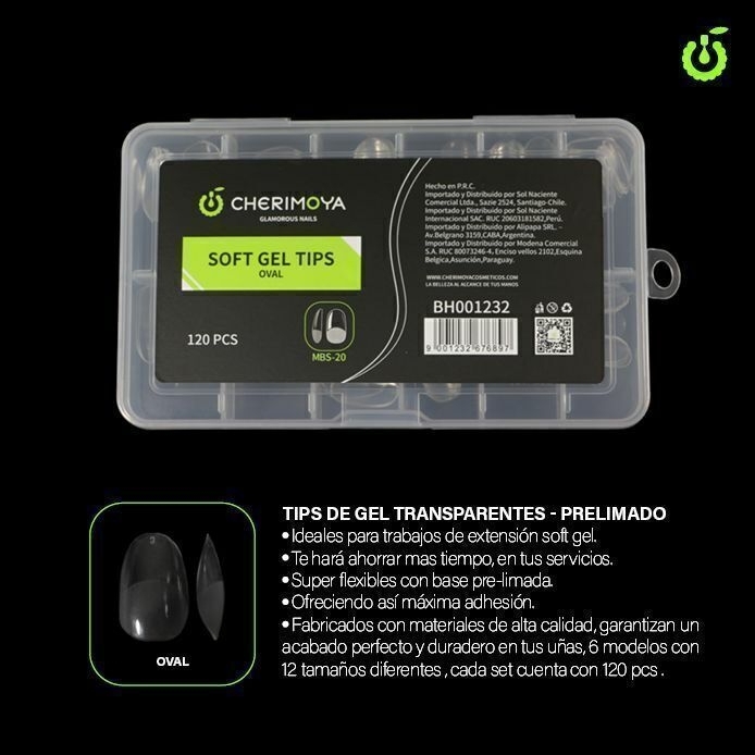 Tips Prelimado Oval corto Soft Gel 120pcs (BH001232)