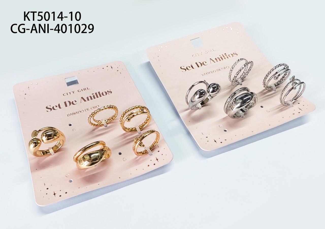 SET DE ANILLOS (BAÑADOS EN ORO) CITY GIRL KT5014-10*300