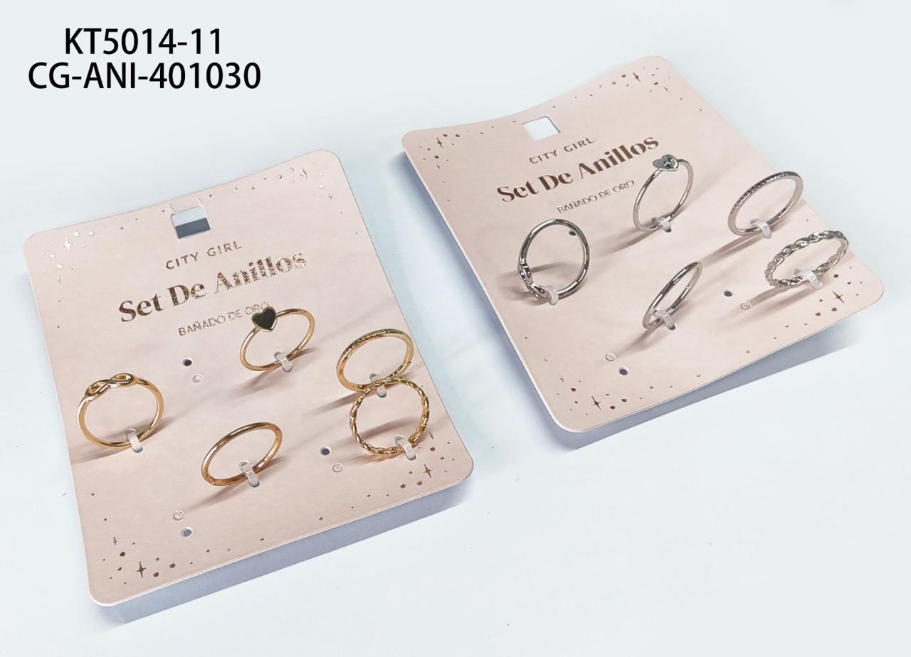 SET DE ANILLOS (BAÑADOS EN ORO) CITY GIRL KT5014-11*600