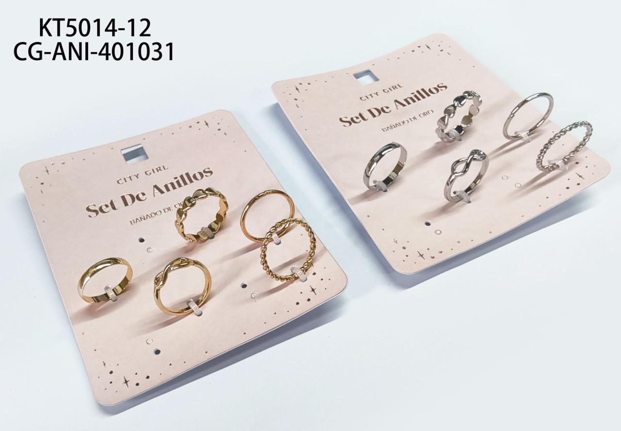 SET DE ANILLOS (BAÑADOS EN ORO) CITY GIRL KT5014-12*300