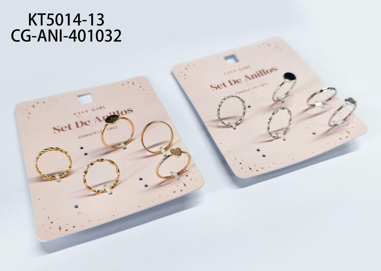SET DE ANILLOS (BAÑADOS EN ORO) CITY GIRL KT5014-13*600
