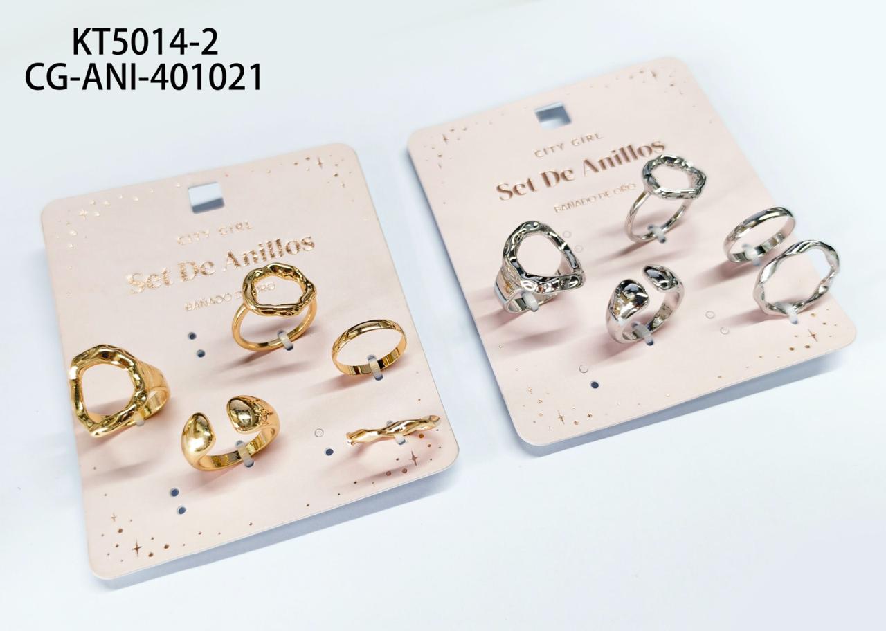 SET DE ANILLOS (BAÑADOS EN ORO) CITY GIRL KT5014-2*300