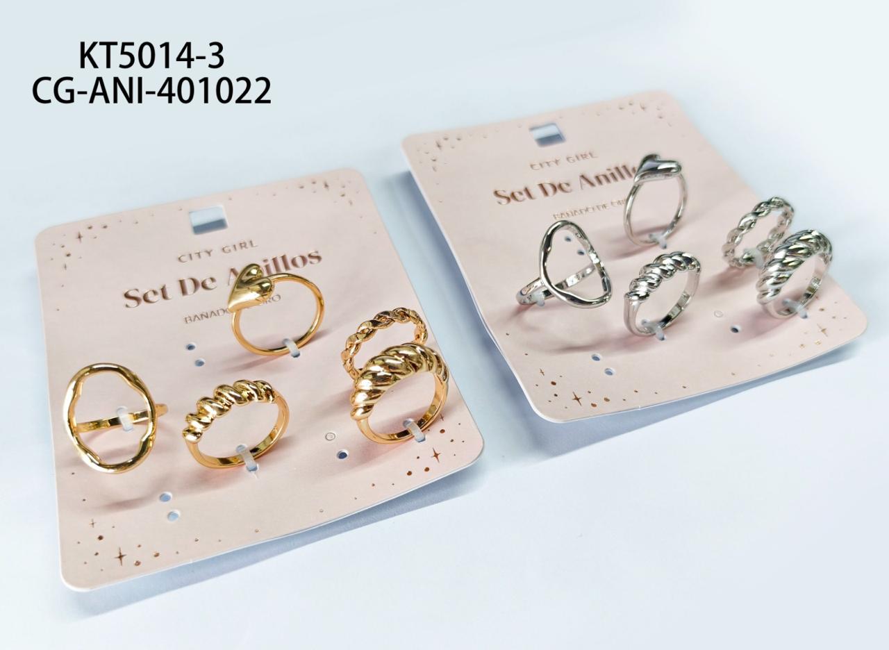 SET DE ANILLOS (BAÑADOS EN ORO) CITY GIRL KT5014-3*300