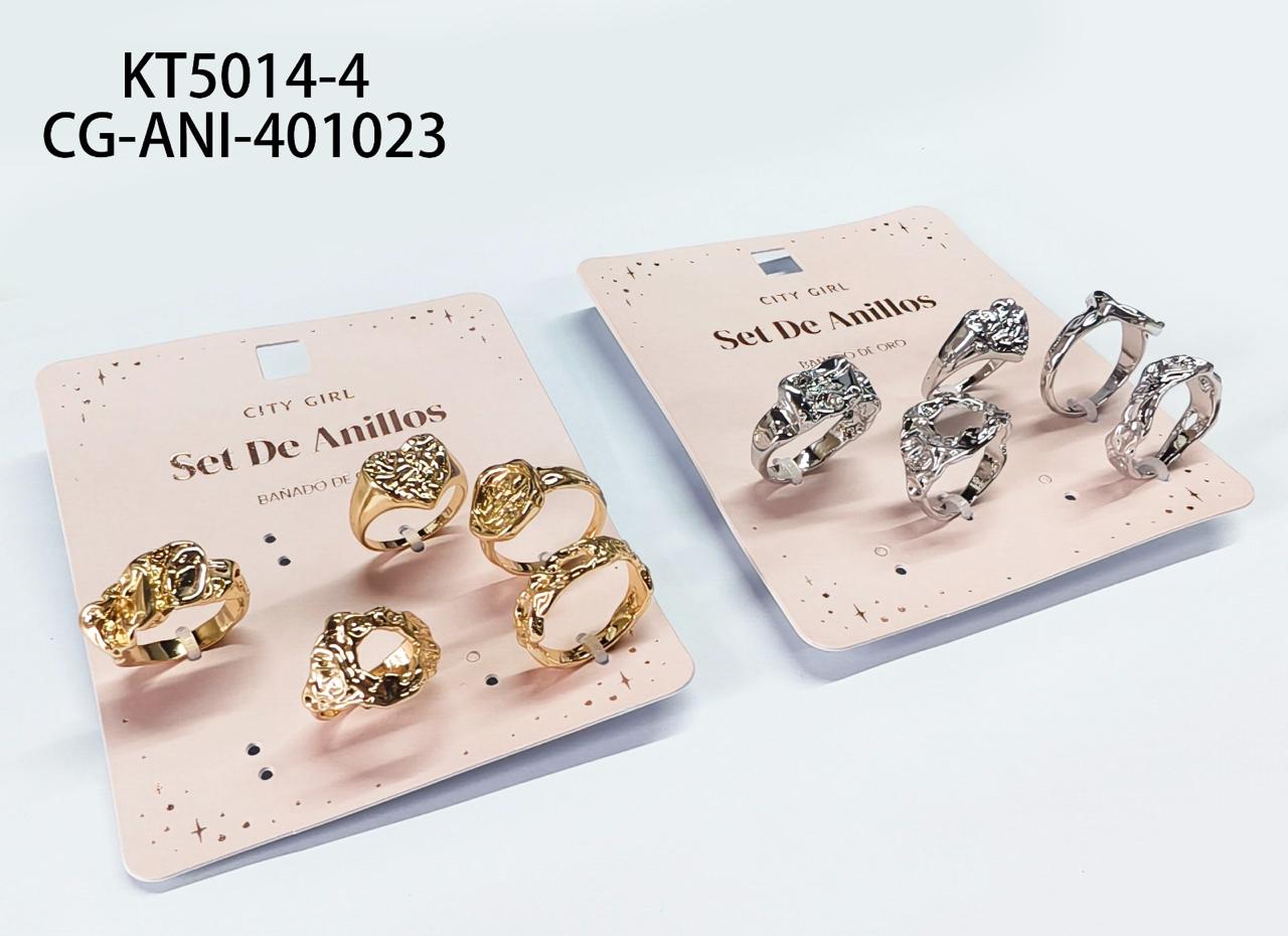 SET DE ANILLOS (BAÑADOS EN ORO) CITY GIRL KT5014-4*300
