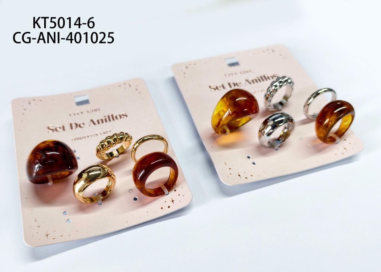 SET DE ANILLOS (BAÑADOS EN ORO) CITY GIRL KT5014-6*300