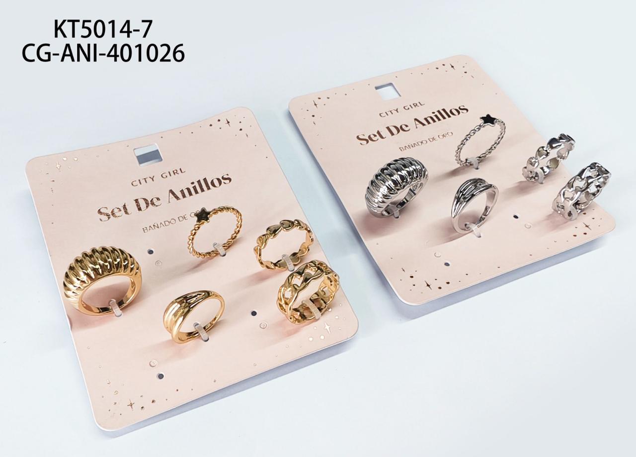 SET DE ANILLOS (BAÑADOS EN ORO) CITY GIRL KT5014-7*300