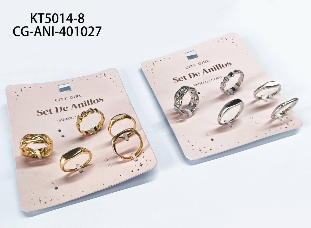 SET DE ANILLOS (BAÑADOS EN ORO) CITY GIRL KT5014-8*300