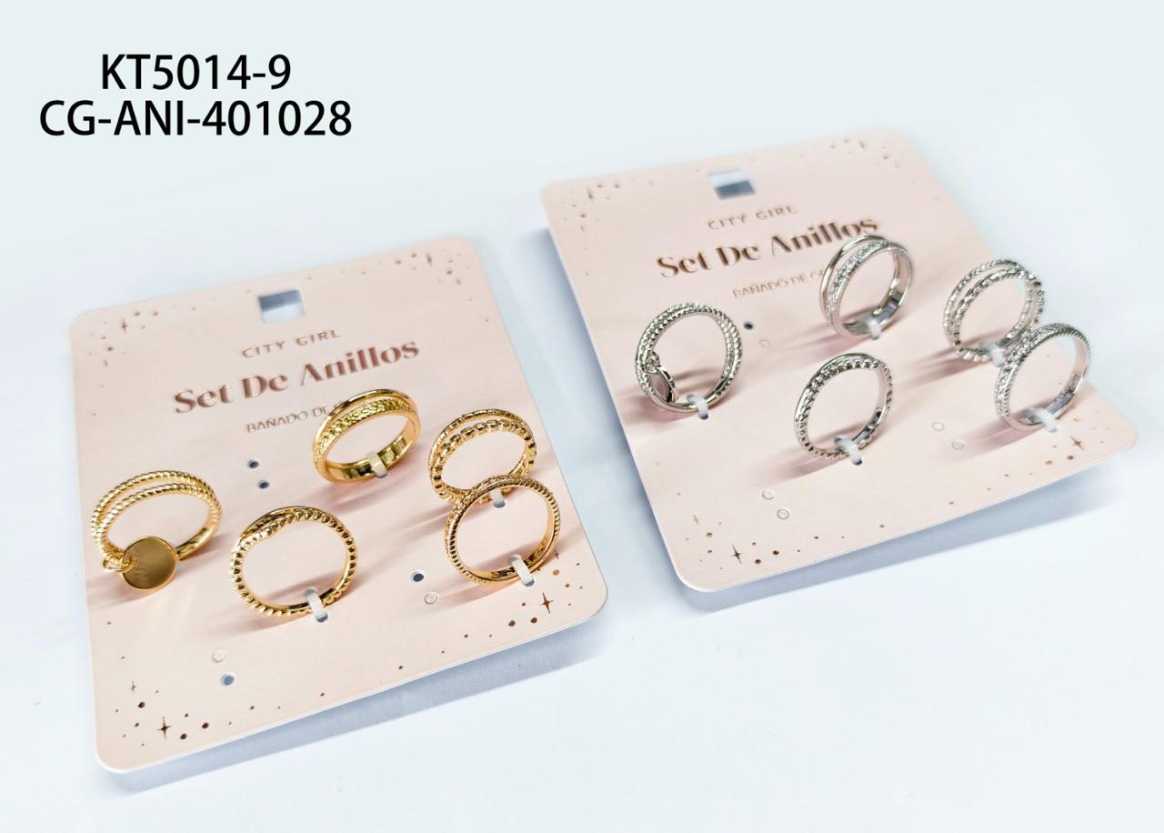 SET DE ANILLOS (BAÑADOS EN ORO) CITY GIRL KT5014-9*300