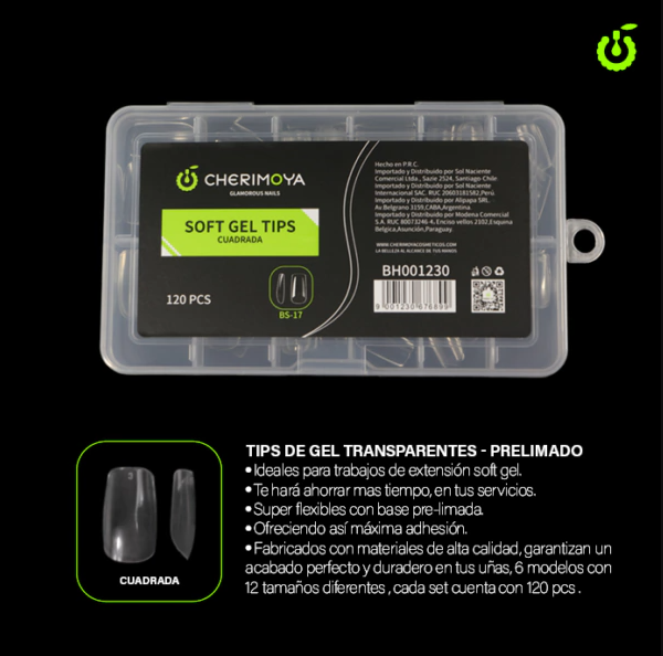 Tips Prelimado Cuadrado Soft Gel 120pcs (BH001230)