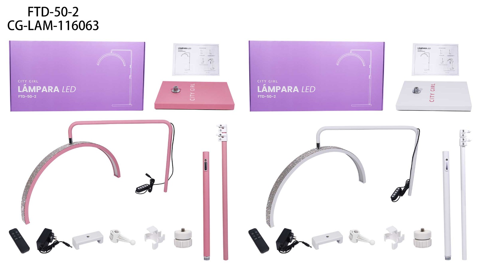 LAMPARA MEDIA LUNA CON PIE SOPORTE FTD-50-2